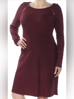 INC International Concepts Long Sleeve Dress Burgundy